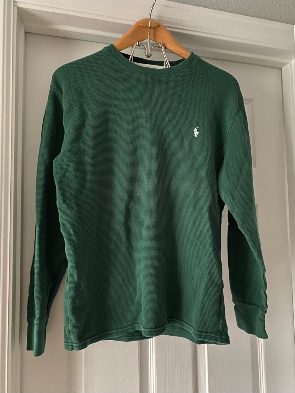 POLO RALPH LAUREN Men's Size Large Long Sleeve Shirt Green Thermal